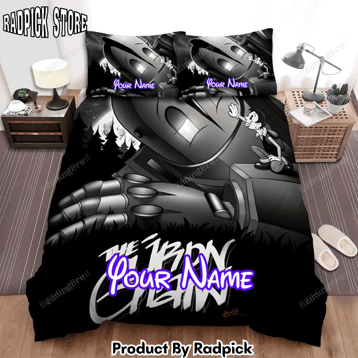 Radpick the iron giant empathetic movie poster bed sheets duvet cover personalized name bedding sets rp3271213